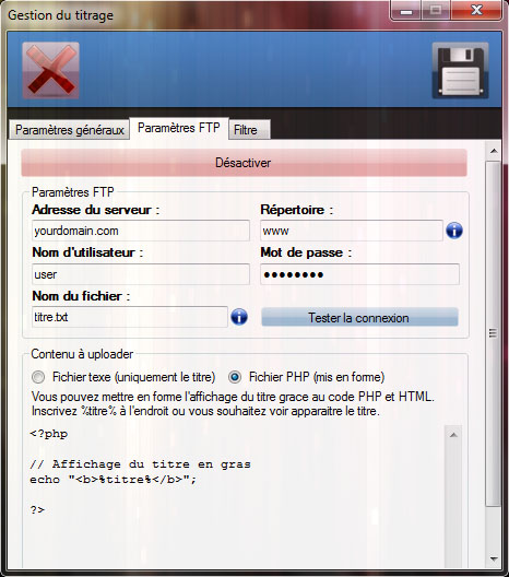 Gestion du titrage (2)